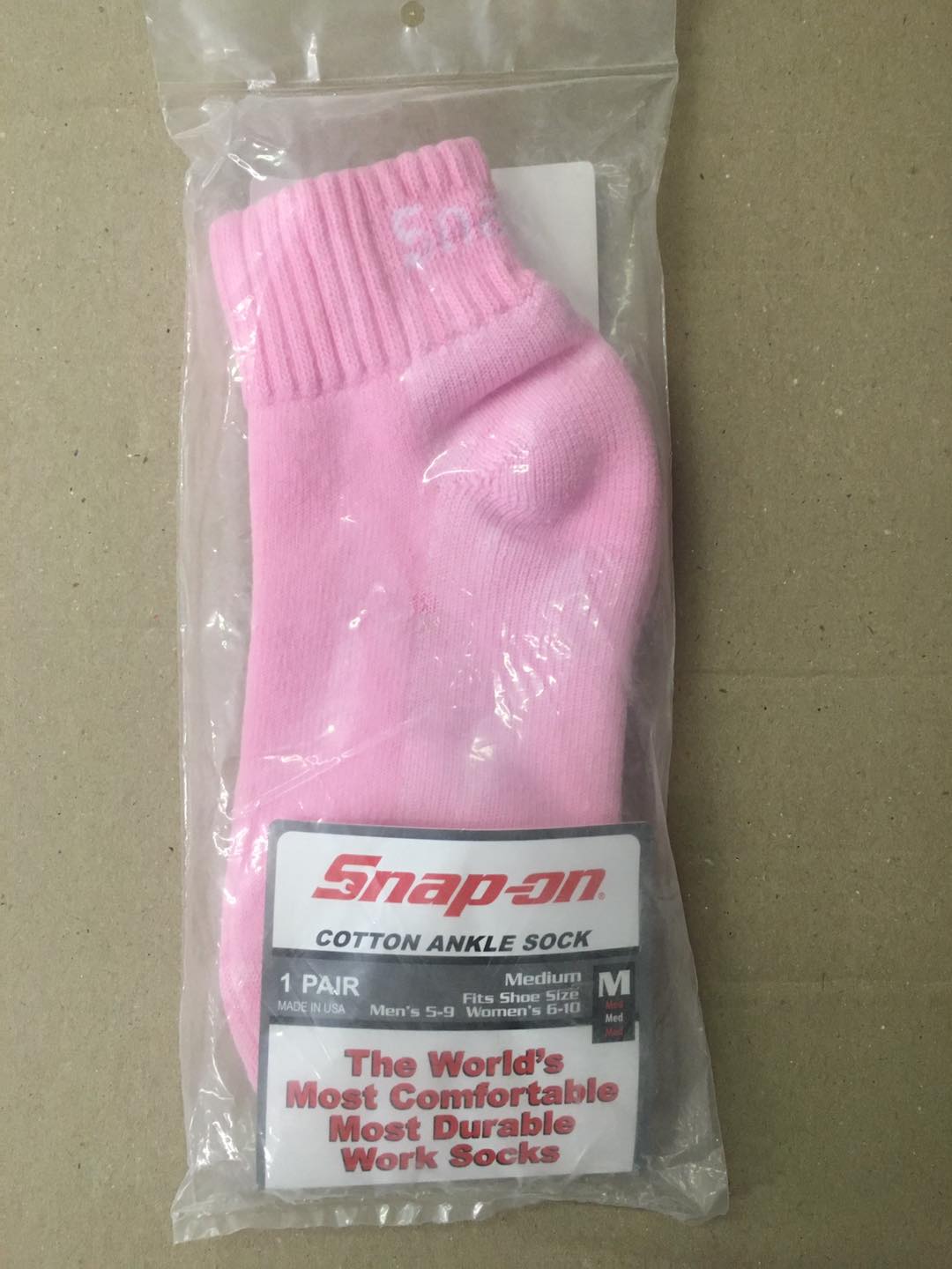 Snap On Medium Pink Ankle Socks Made In The USA Free USA shipping 